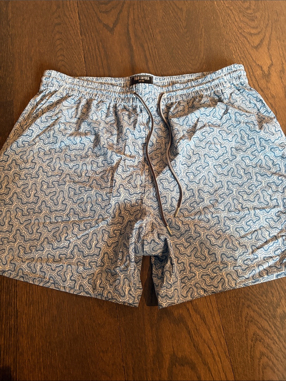 Todd Snyder Blue Patterned Men’s Swim Trunks